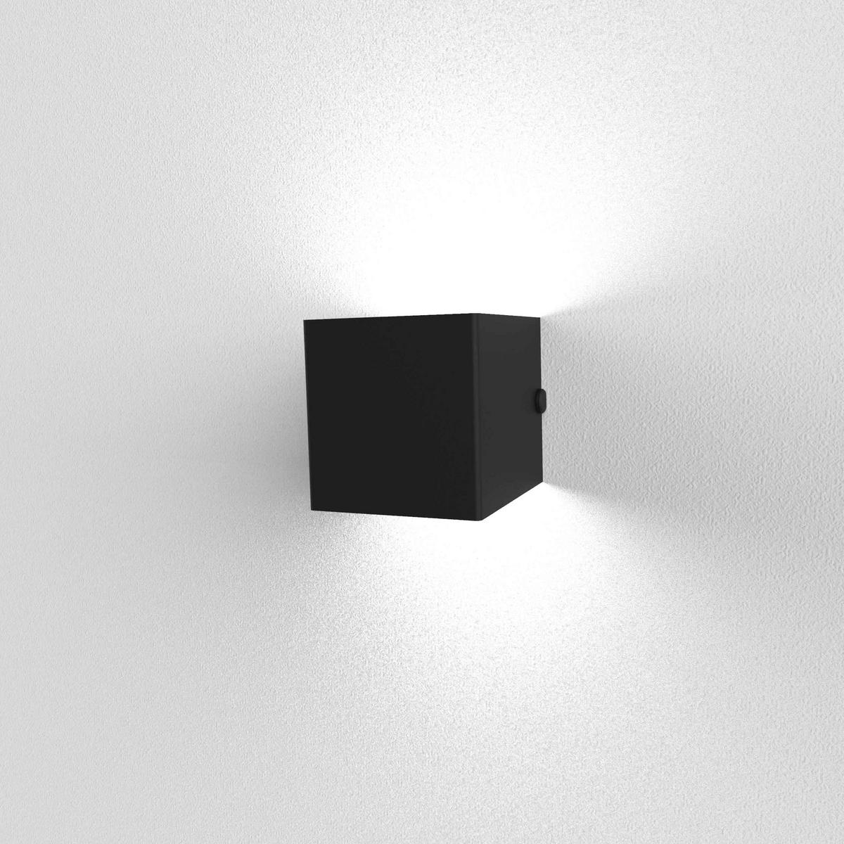 WANDLEUCHTE - Schwarz Hochglanz, Metall (10/10/10cm) - Lumicom