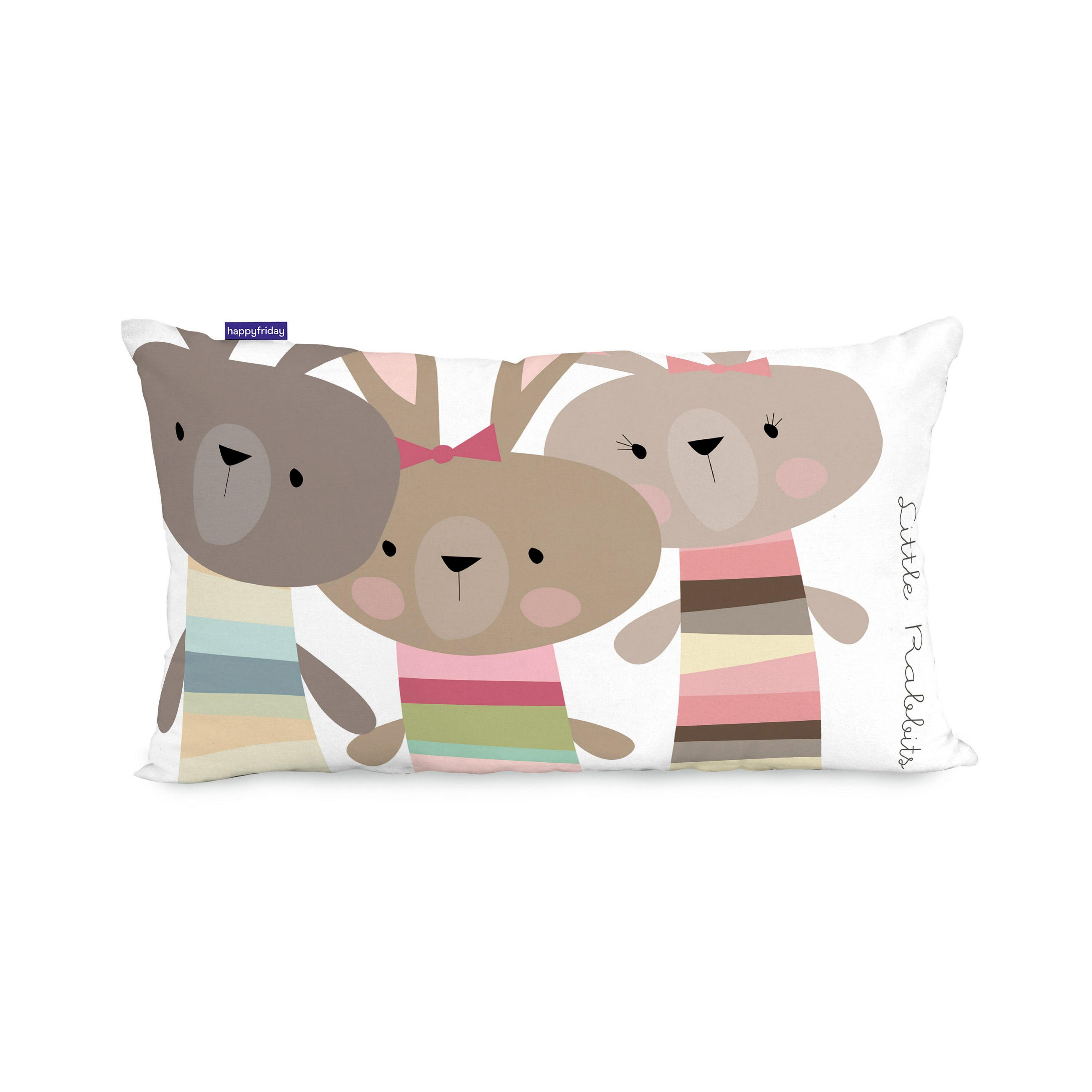 KISSENBEZUG rabbit family 50x30 cm mehrfarbig - Multicolor, Textil (50/30cm) - Happy Friday