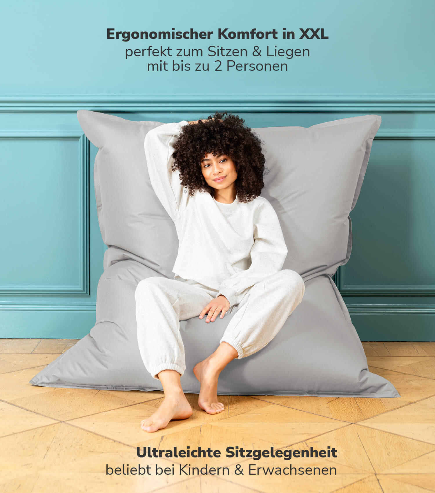 SITZSACK mit Schutzhülle Der Große - Grau, Textil (125/155/20cm) - Mokebo