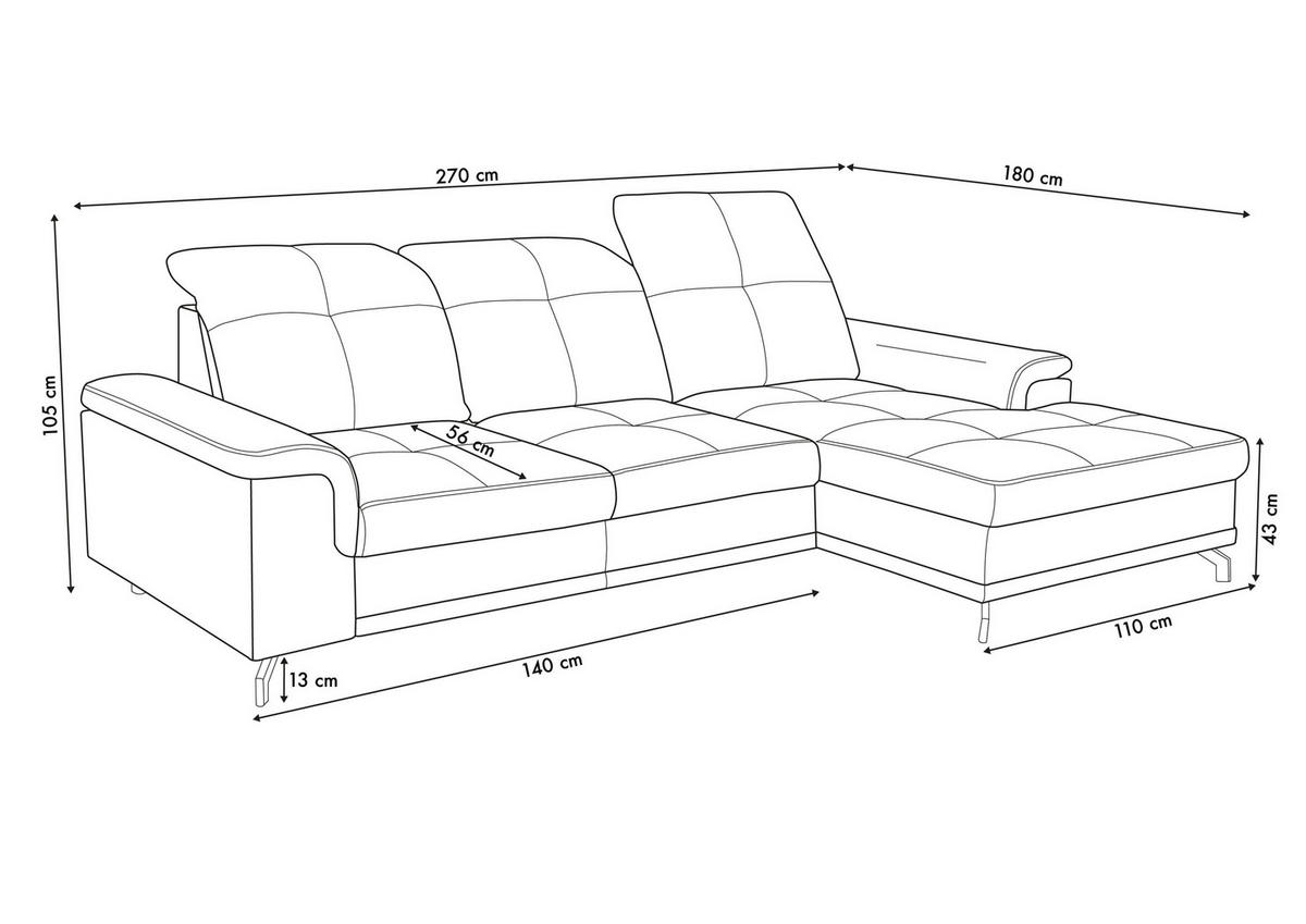 ECKSOFA PANAMA mit Schlaffunktion und Bettkasten, Farbe: Schwarz, Velourstoff, Ottomane Rechts - Schwarz, Textil (270/180cm) - VENASI MÖBEL