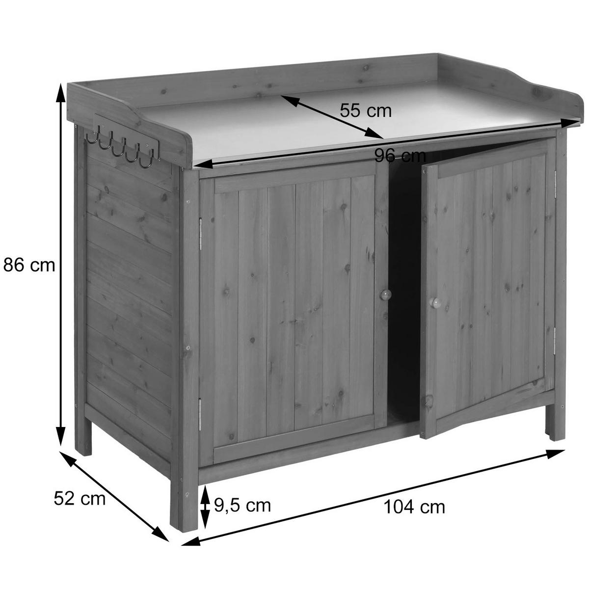 GARTENSCHRANK MIT ARBEITSPLATTE Weiß - Weiß, Holz (52/104/86cm) - MCW