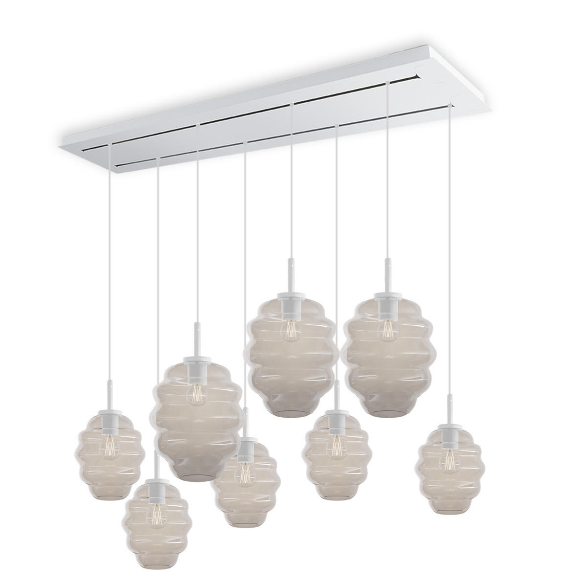 HÄNGELEUCHTE Echos 8-flammig Klar Ø 18/25cm - Klar/Weiß, Glas (18/18/20cm) - s.luce