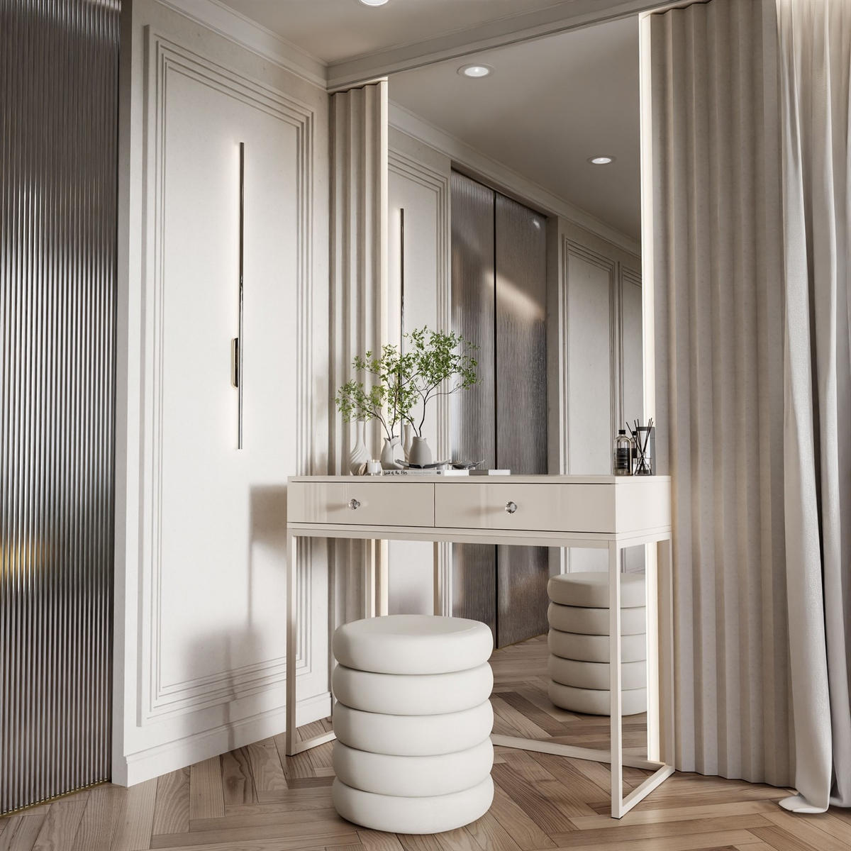 KONSOLE Glamour auf Kaschmir-Gestell mit Kristallgriff - Kaschmir, Holzwerkstoff (100/81/42cm) - Lookway