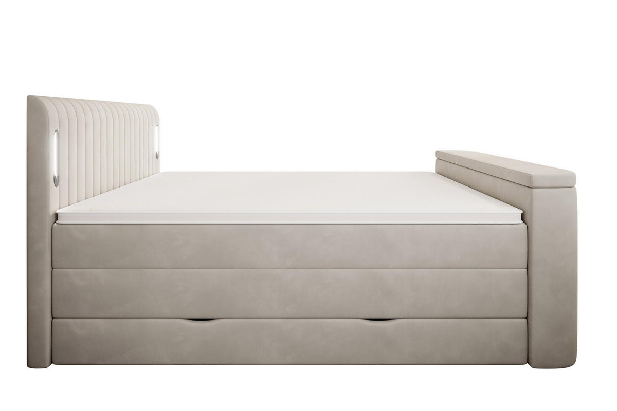 BOXSPRINGBETT FLY Beige 160/200 cm H3/H4 mit TV-Lift Samt - Beige, Textil (160/200cm) - wonello