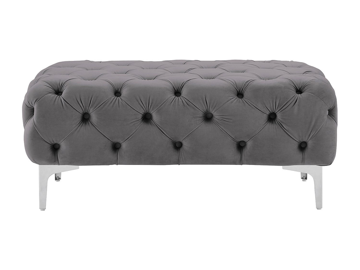 SITZHOCKER - 1 Person - Samt, Stoff - Anthrazitgrau - EDWINA - Anthrazit, Textil (103/44/62cm) - Vente-Unique