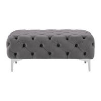 SITZHOCKER - 1 Person - Samt, Stoff - Anthrazitgrau - EDWINA - Anthrazit, Textil (103/44/62cm) - Vente-Unique