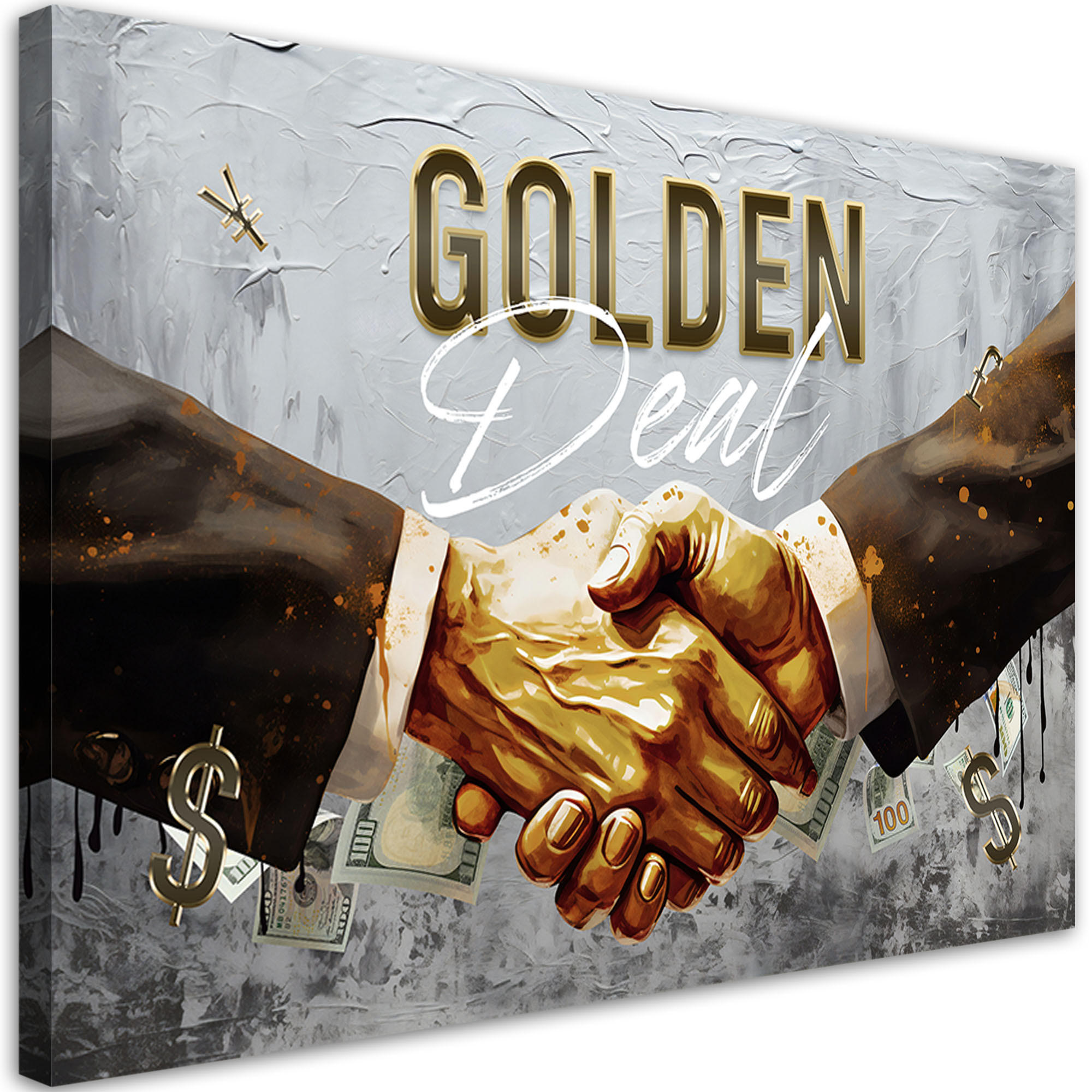 LEINWANDBILD Goldenes Geschäft 90x60cm - Goldfarben, Textil (90/60cm) - Feeby