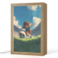 NACHTTISCHLAMPE Stadion - Fußballer - Ball 20x30 cm - Blau, Holzwerkstoff (8/20/30cm)