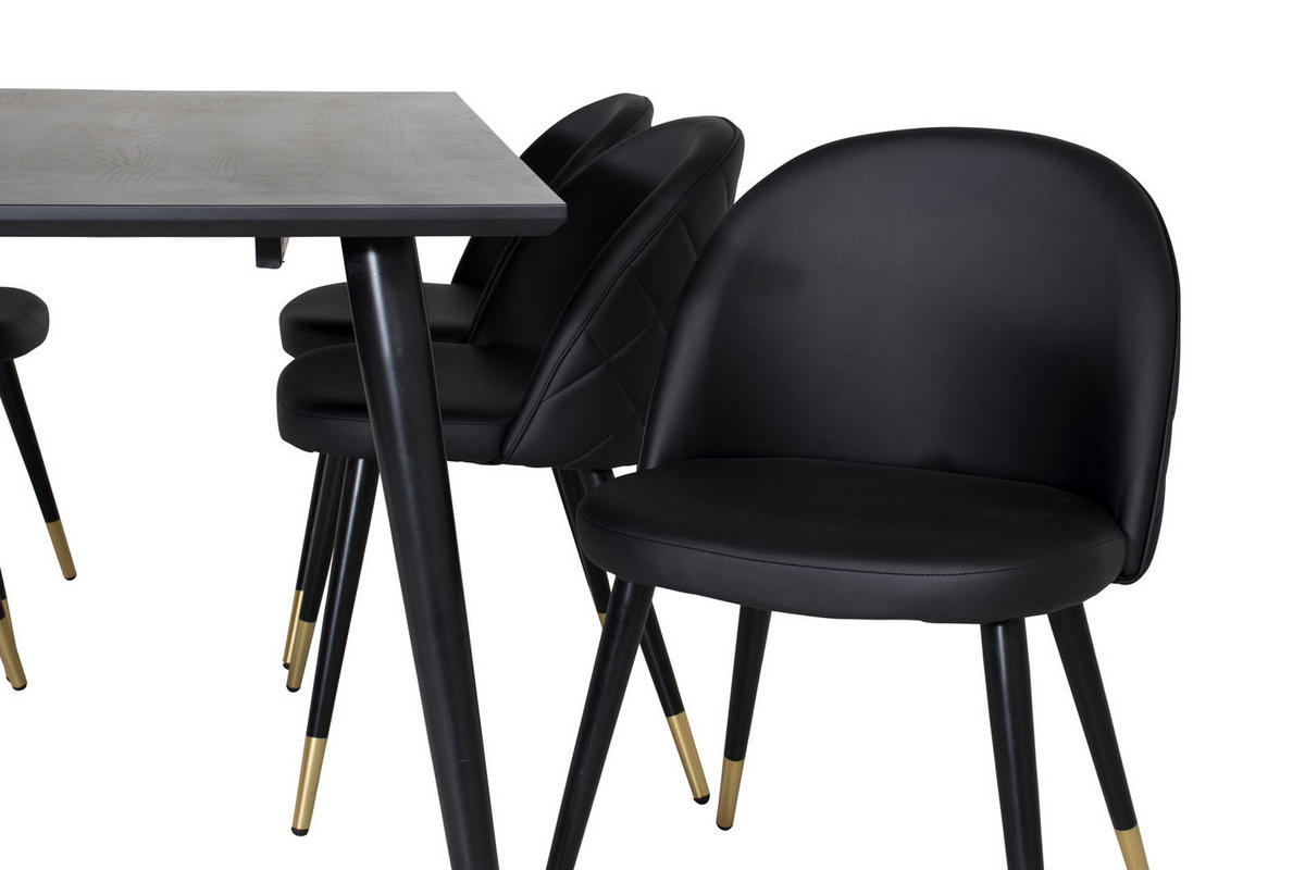 TISCHGRUPPE Schwarz - Schwarz, Holzwerkstoff (90/75/180cm) - ebuy24