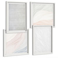 BILDER SET 4er Set - 50x50 cm & 40x60 cm Weißer Rahmen - Leuchtende Strukturen, Sandmuster - Weiß, Kunststoff (50/50cm) - TULUP