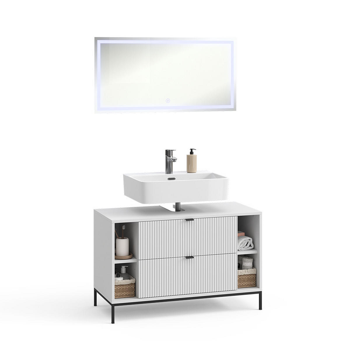 BADMÖBEL-SET Eliza Weiß 2 Teile - Weiß, Holzwerkstoff (100/63/45.1cm) - Vicco