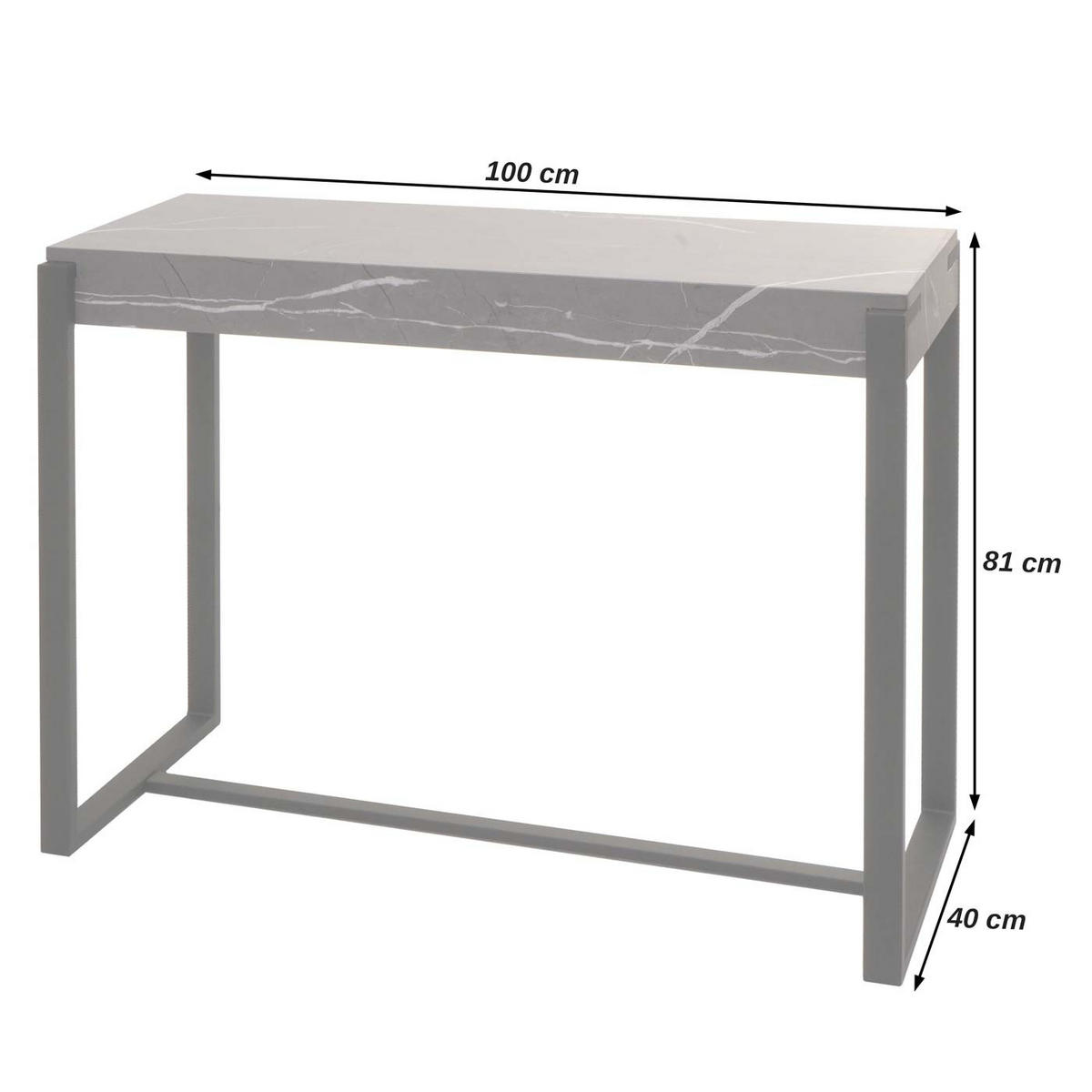 KONSOLENTISCH eckig Grau - Grau, Holzwerkstoff (40/100/81cm) - MCW