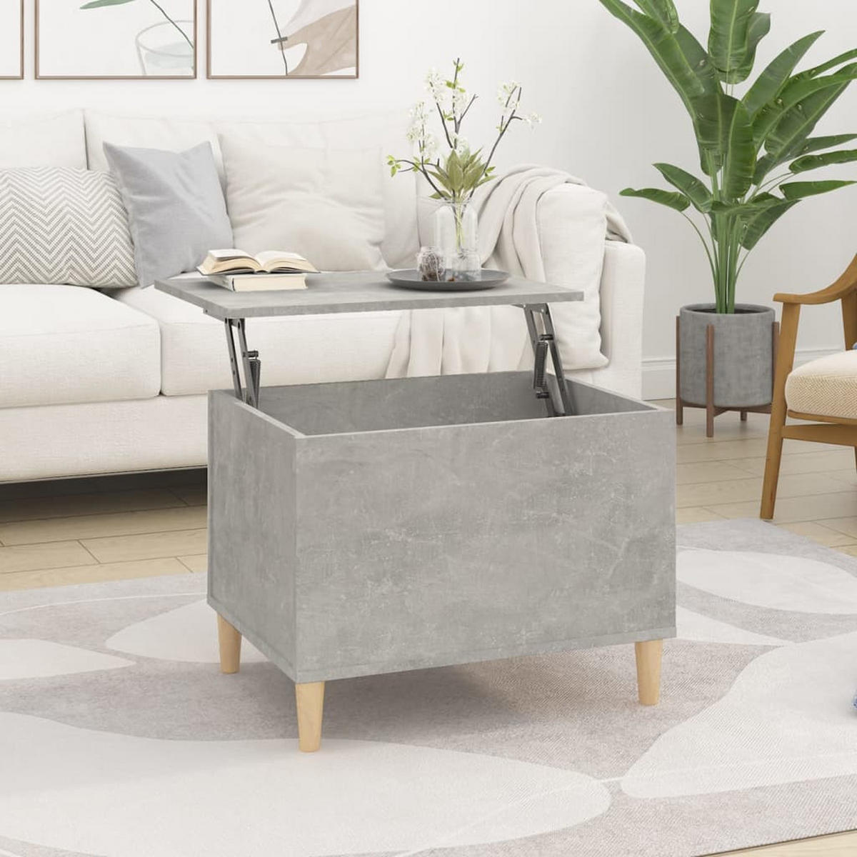 COUCHTISCH Betongrau 60x44,5x45 cm Holzwerkstoff - Grau, Holzwerkstoff (60/44.5/45cm) - furnicato