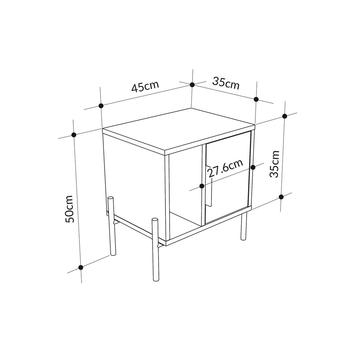 NACHTTISCH Glynn Z106 Weiß 45/35/50 cm - Schwarz/Weiß, Holzwerkstoff/Metall (45/50/35cm) - Decortie