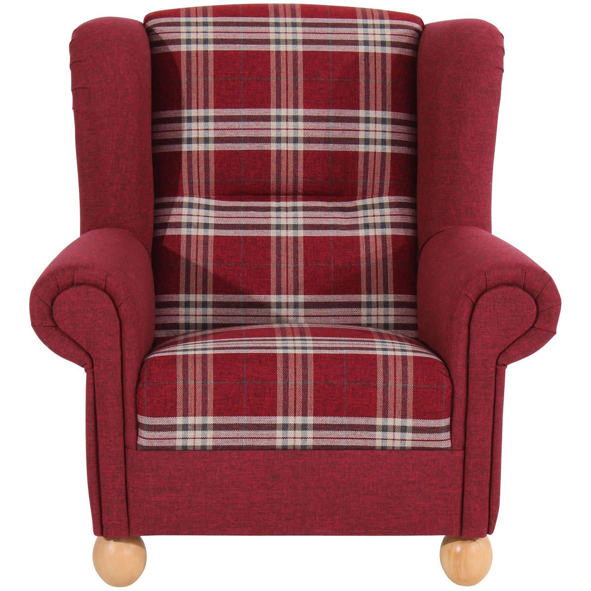 OHRENBACKENSESSEL Kasha Bezug Flachgewebe Buche natur / rot - Rot/Buchefarben, Kunststoff (93/103/87cm) - 58aufmkessel