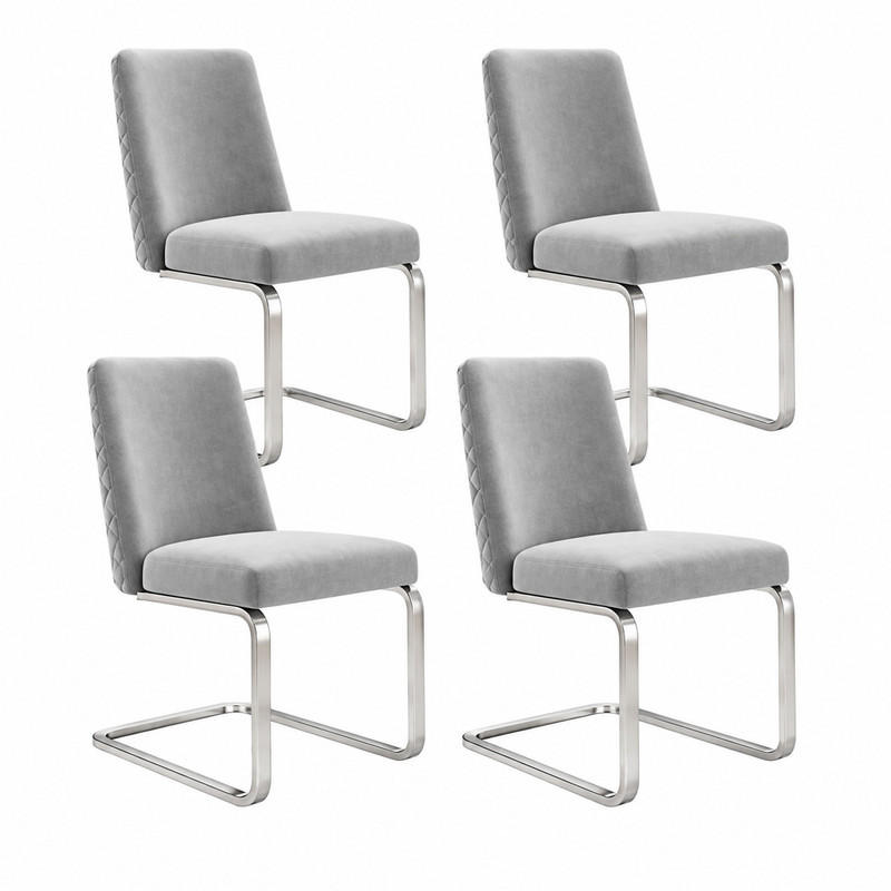 ESSZIMMERSTUHL 4er-Set Samt Grau mit Metallbeinen - Grau, Metall (45/88/52.1cm) - Meubliv