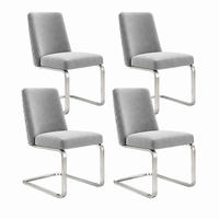 ESSZIMMERSTUHL 4er-Set Samt Grau mit Metallbeinen - Grau, Metall (45/88/52.1cm) - Meubliv