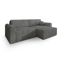 ECKSOFA FIANO P Grau Kordstoff mit Schlaffunktion - Grau, Holz (245/148cm) - MASSENO