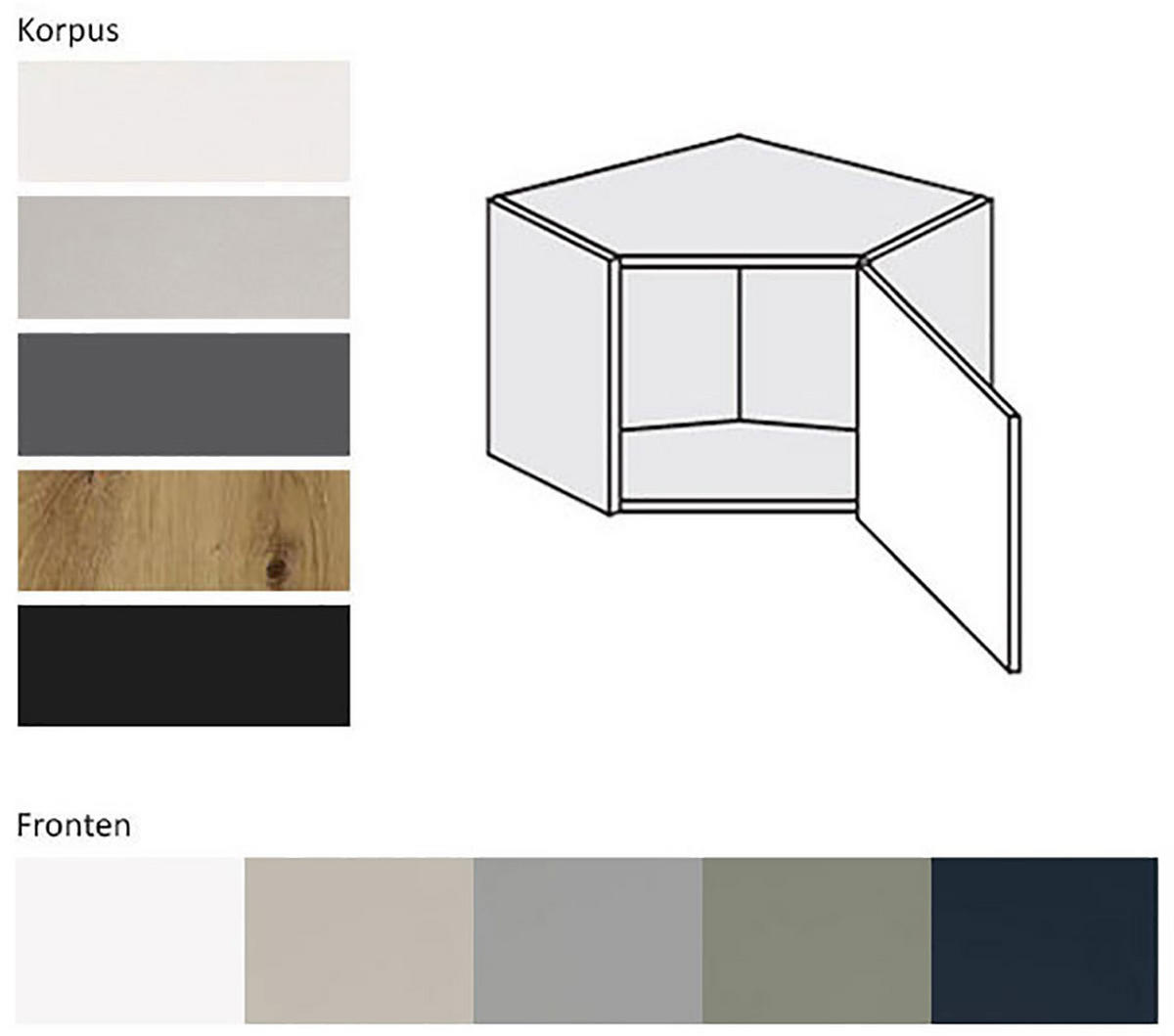 ECKHÄNGESCHRANK Oslo W10/60/36 Lava / Reed Green Matt 60 / 60 / 36cm - Dunkelgrau/Grün, Holz/Holzwerkstoff (60/36/60cm) - Feldmann-Wohnen