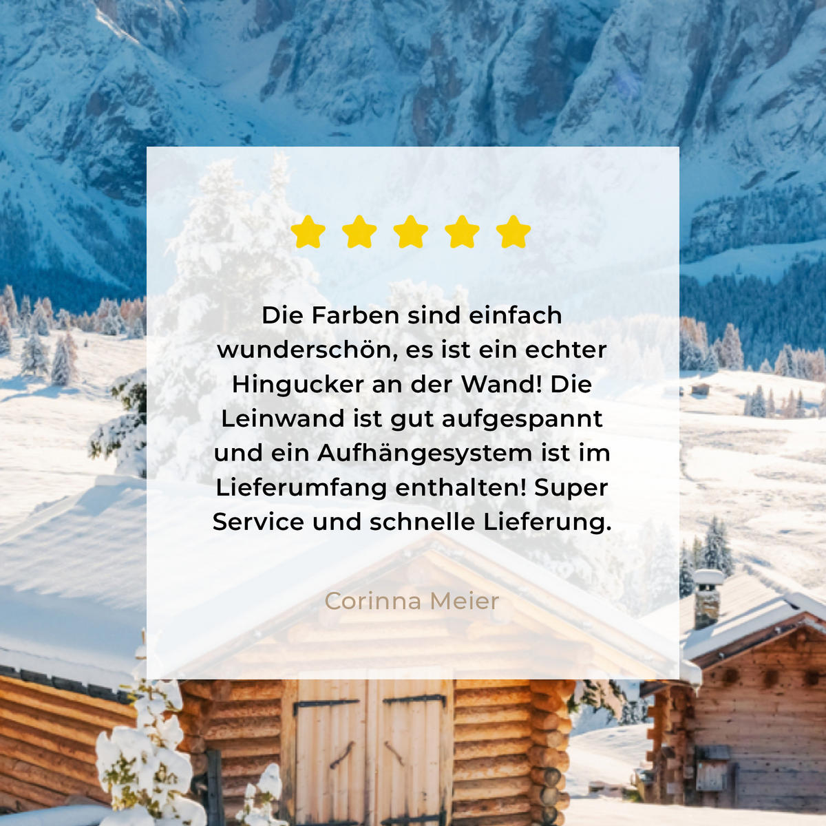 LEINWANDBILD Winter - Hütte - Berge - Aussicht - Schnee Wandbilder 80x60 cm - Eichefarben, Textil (80/60cm) - MuchoWow