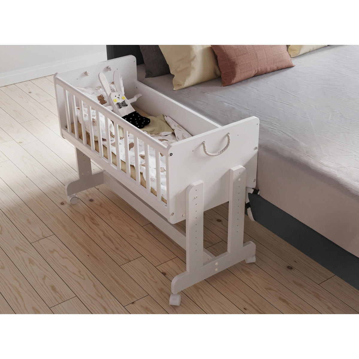 BEISTELLBETT Ornella, Wiege 5 in 1 inkl. Matratze Weiß - Weiß, Holz (40/90cm) - Premiers Moments