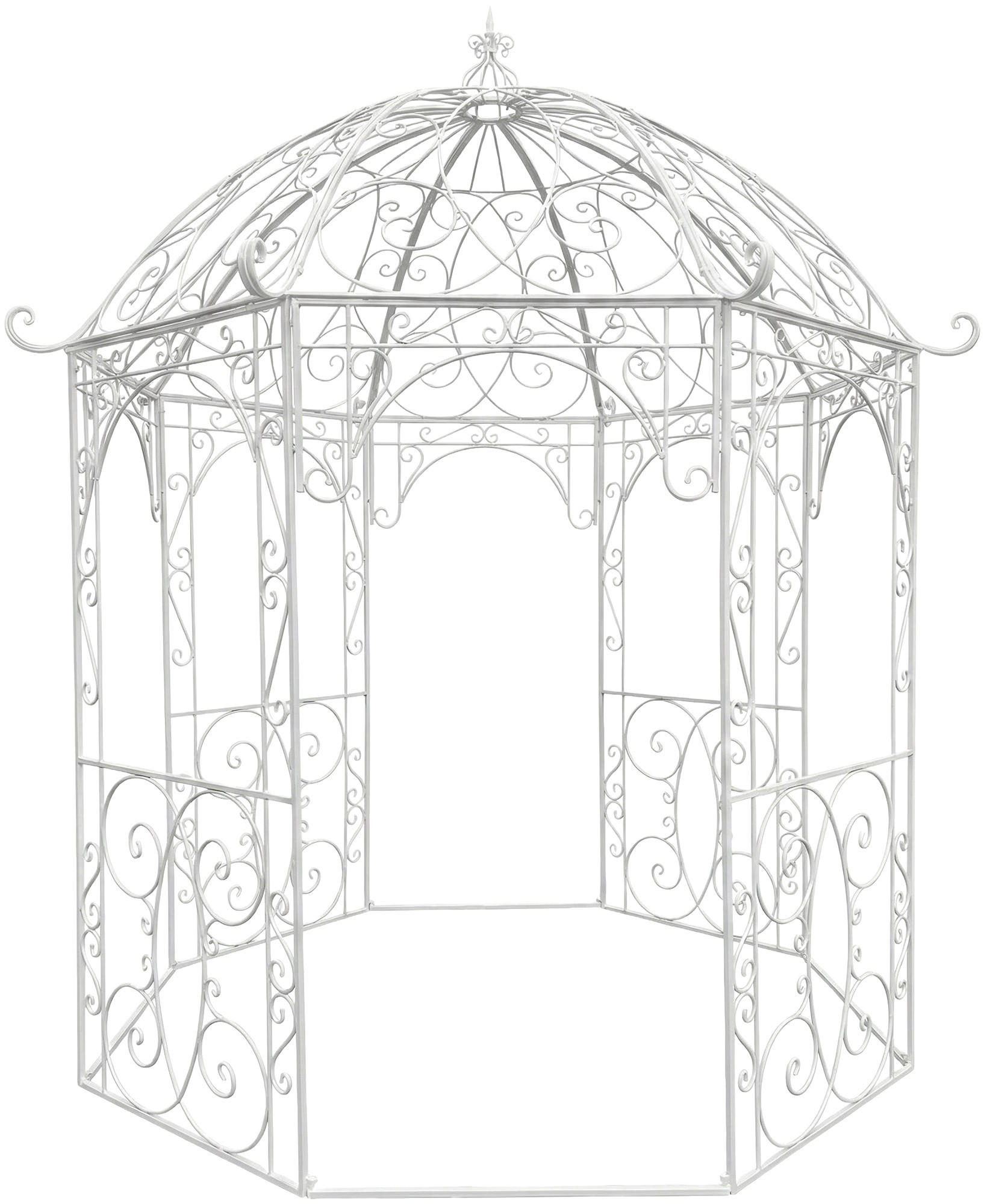 PAVILLON Liv Antik 284x263x313cm Metall Weiß Gartenpavillon - Weiß, Metall (284/313/263cm) - DELUKE