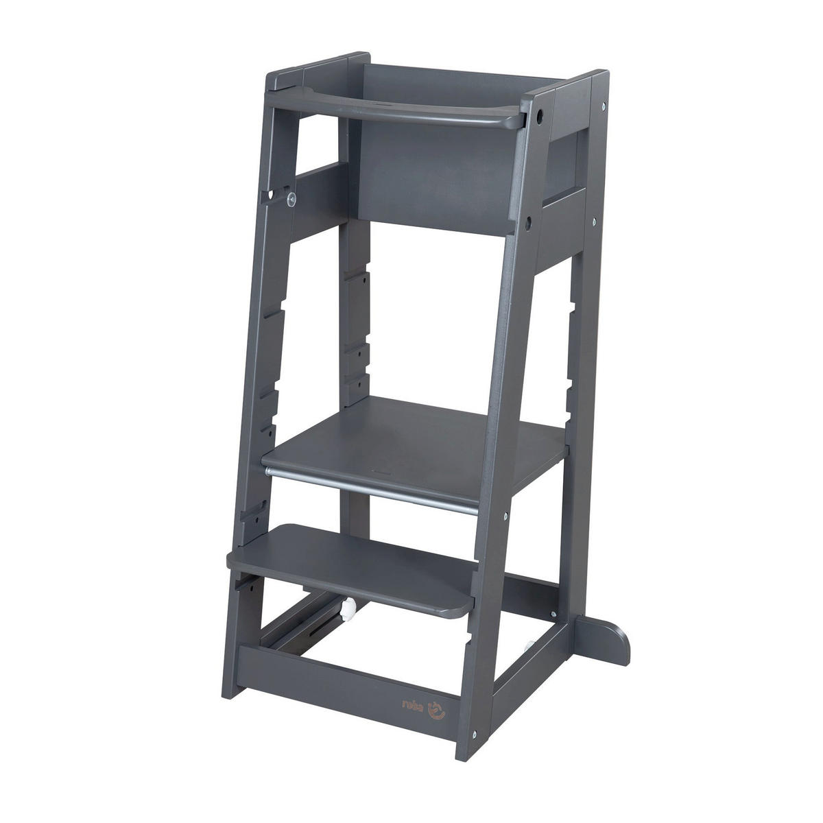 LERNTURM Sit & Step 2in1 - Anthrazit, Holzwerkstoff/Metall (53.5/88/51.5cm) - Roba