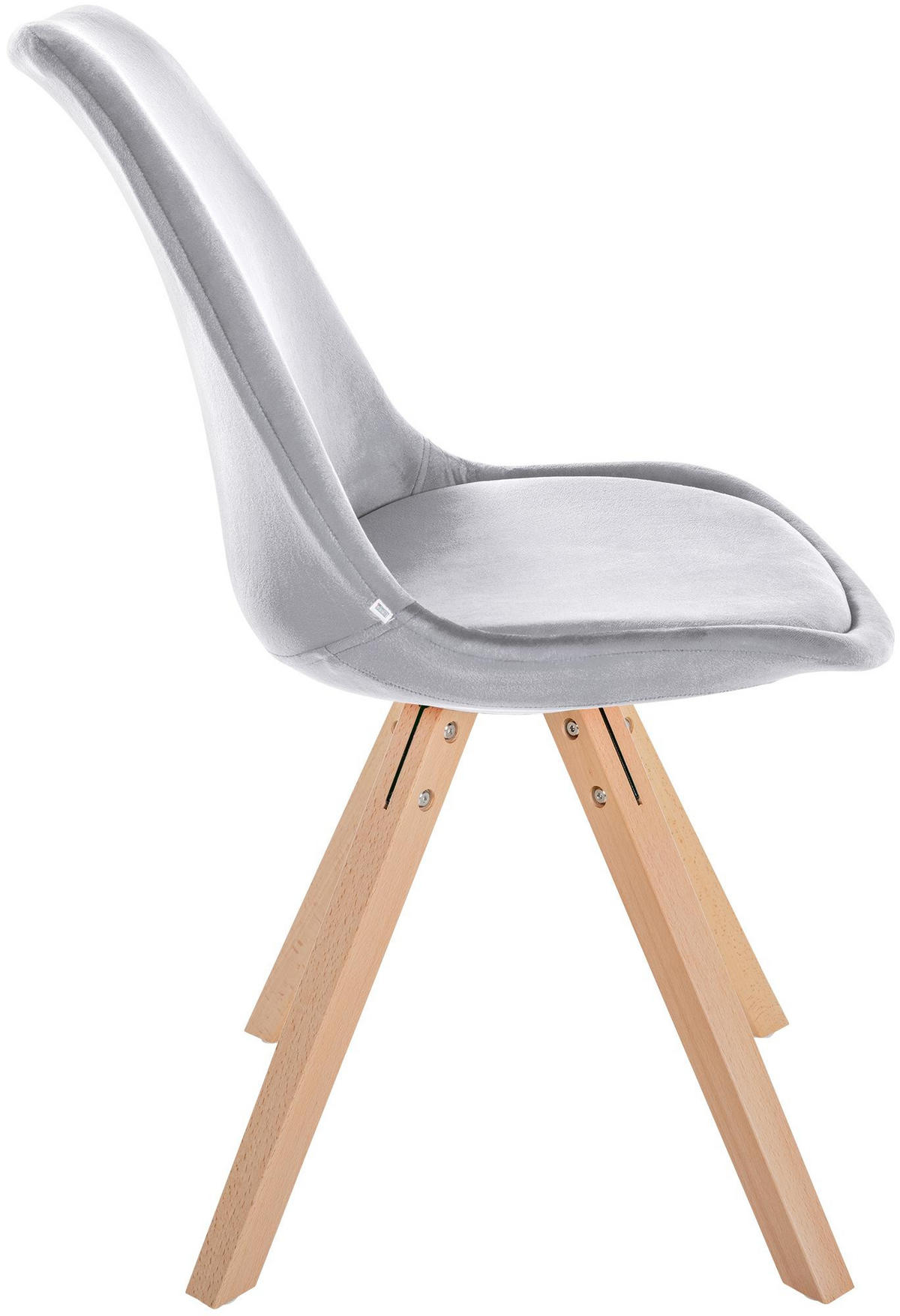 STUHL Samt hellgrau - Hellgrau/Naturfarben, Holz/Textil (48/81/54cm) - CLP