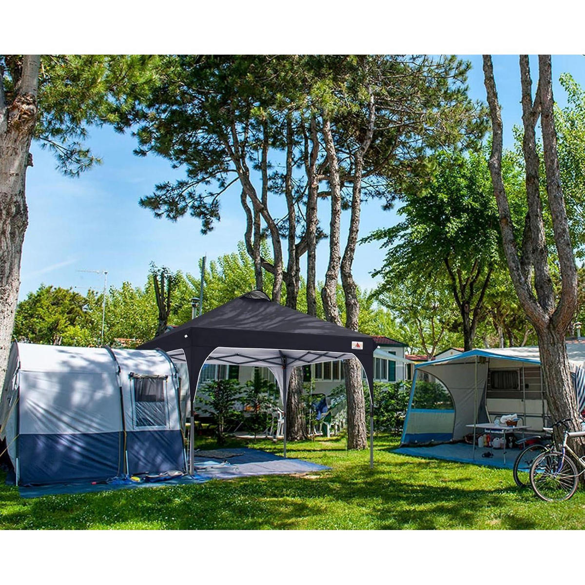PAVILLON Pop-Up 2,5 x 2,5 m wasserdicht schwarz - Schwarz, Textil (243.8/259.1/243.8cm)