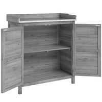 GARTENSCHRANK Tannenholz Metall Grau - Grau, Holz (40/92/83cm) - Outsunny