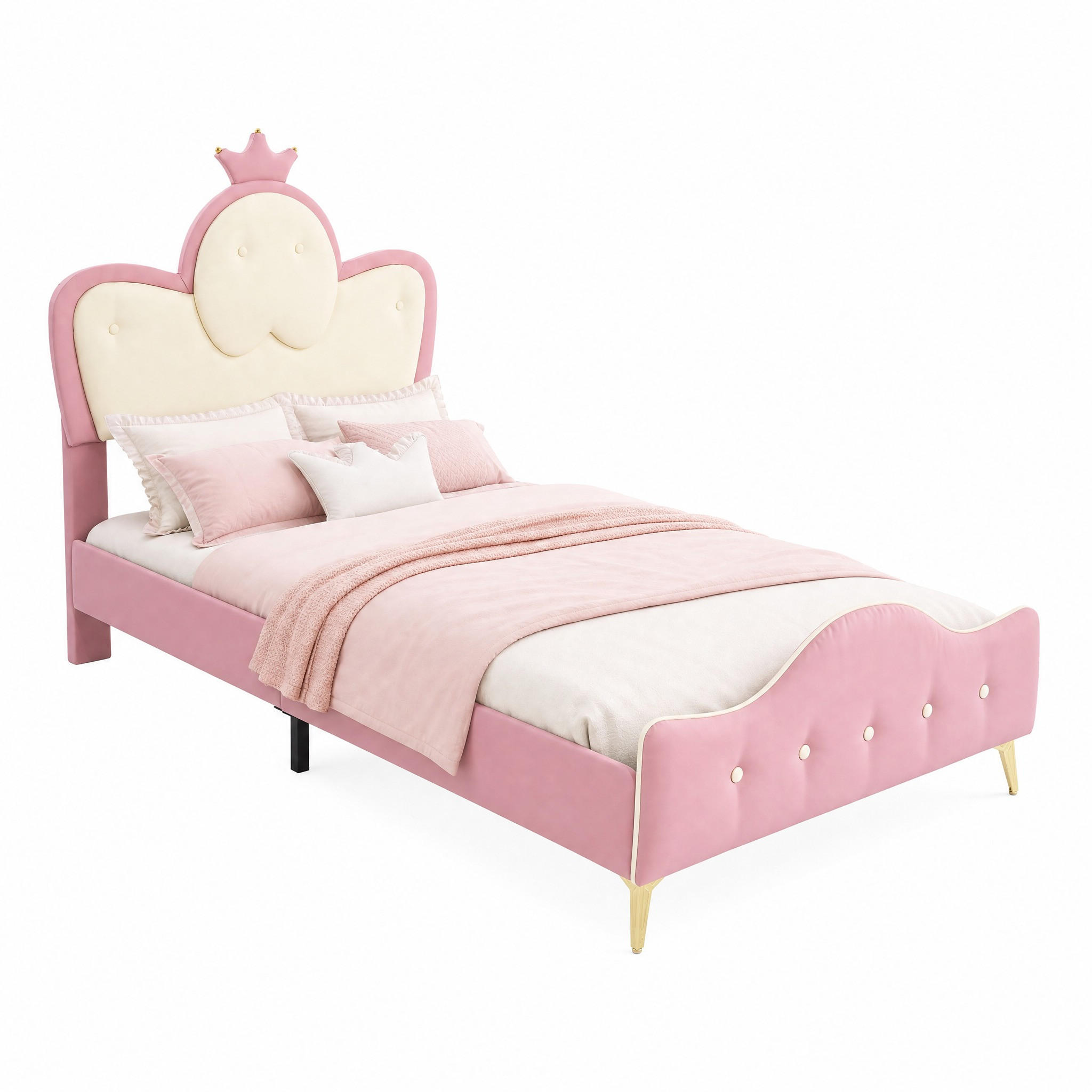 KINDERBETT mit LED-Leiste 90x200 cm PU Rosa Weiß - Weiß, Holz (90/200cm) - Meubliv