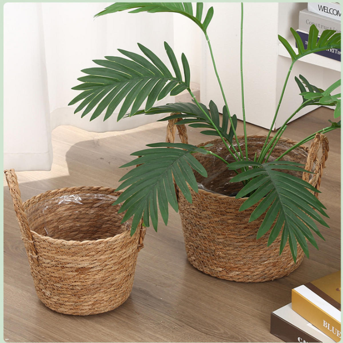 BLUMENTOPF, Geflochtenes Rattan, 29 × 34 cm, 2 Stück - Braun, Naturmaterialien (29/34cm) - Weltevree