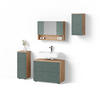 BADMÖBEL-SET Ronco Grün/Goldkraft Eiche 4 Teile - Eiche Wotan/Grün, Holzwerkstoff (80/58/41cm) - Livinity®