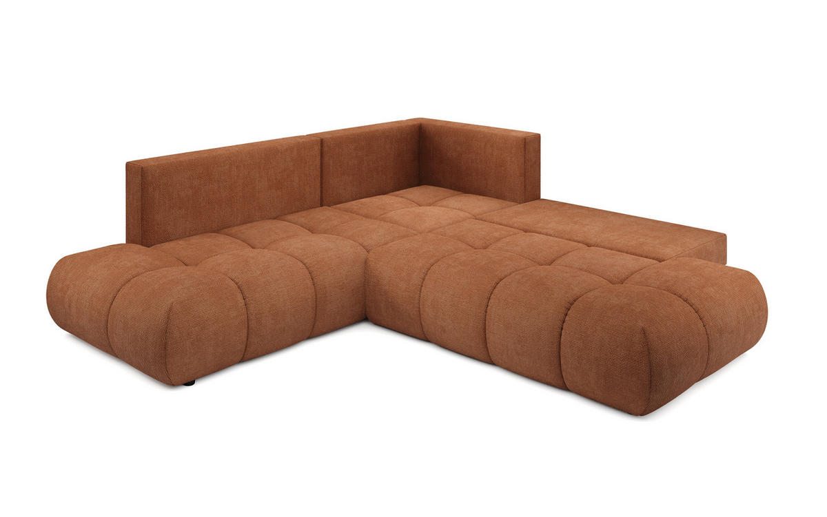 ECKSOFA DUCA II L-S Orange Chenille mit Schlaffunktion - Orange, Holz (266.5/266.5cm) - MASSENO