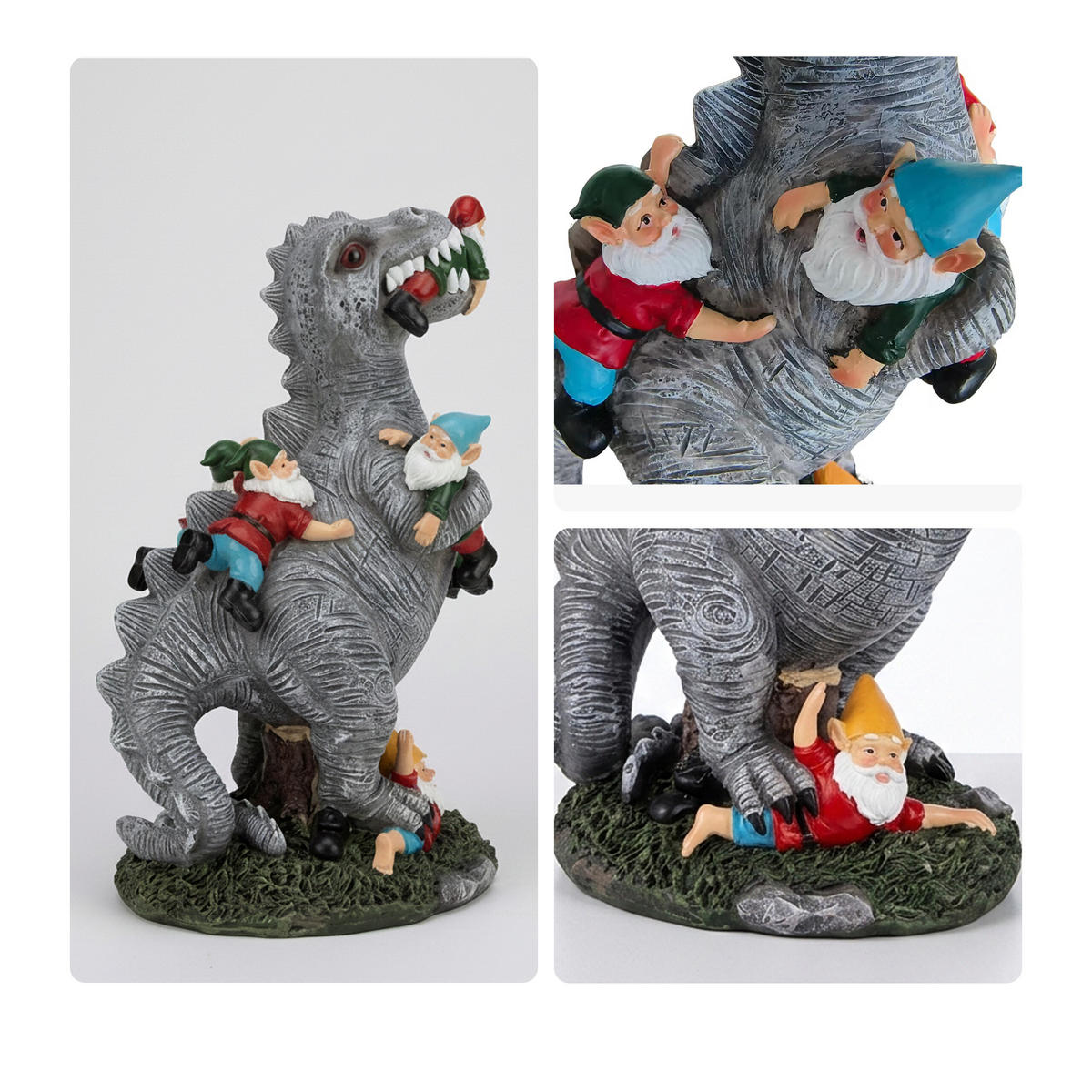 ZAHRADNÍ soška T-Rex - různobarevná, plast (15.5/28.5/9cm) - Relaxdays