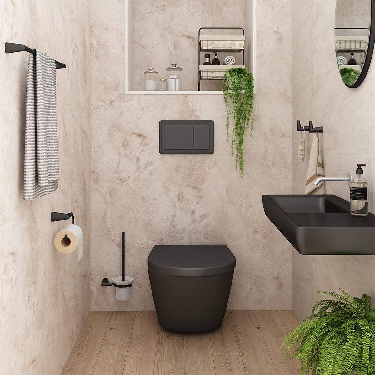 SADA KOUPELNOVÝCH DOPLŇKŮ Tauri Černá - černá, kov (16/8.8/6.9cm) - Vicco