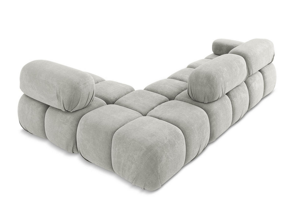 ECKSOFA Rechts Chenille Stoff Grau - Hellgrau/Schwarz, Kunststoff/Textil (285/190cm) - Makamii