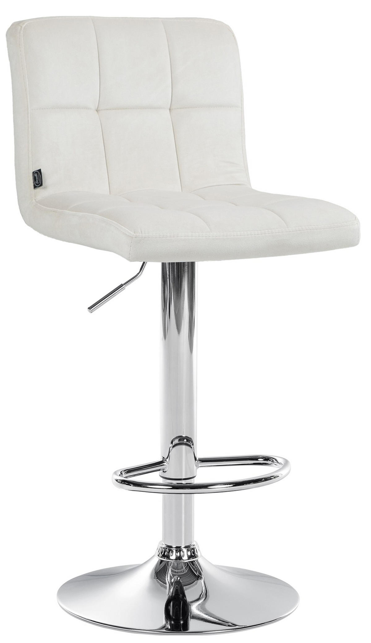 BARHOCKER Peran Samt chrom creme - Chromfarben/Creme, Textil/Metall (46/114/47cm) - TPFLiving