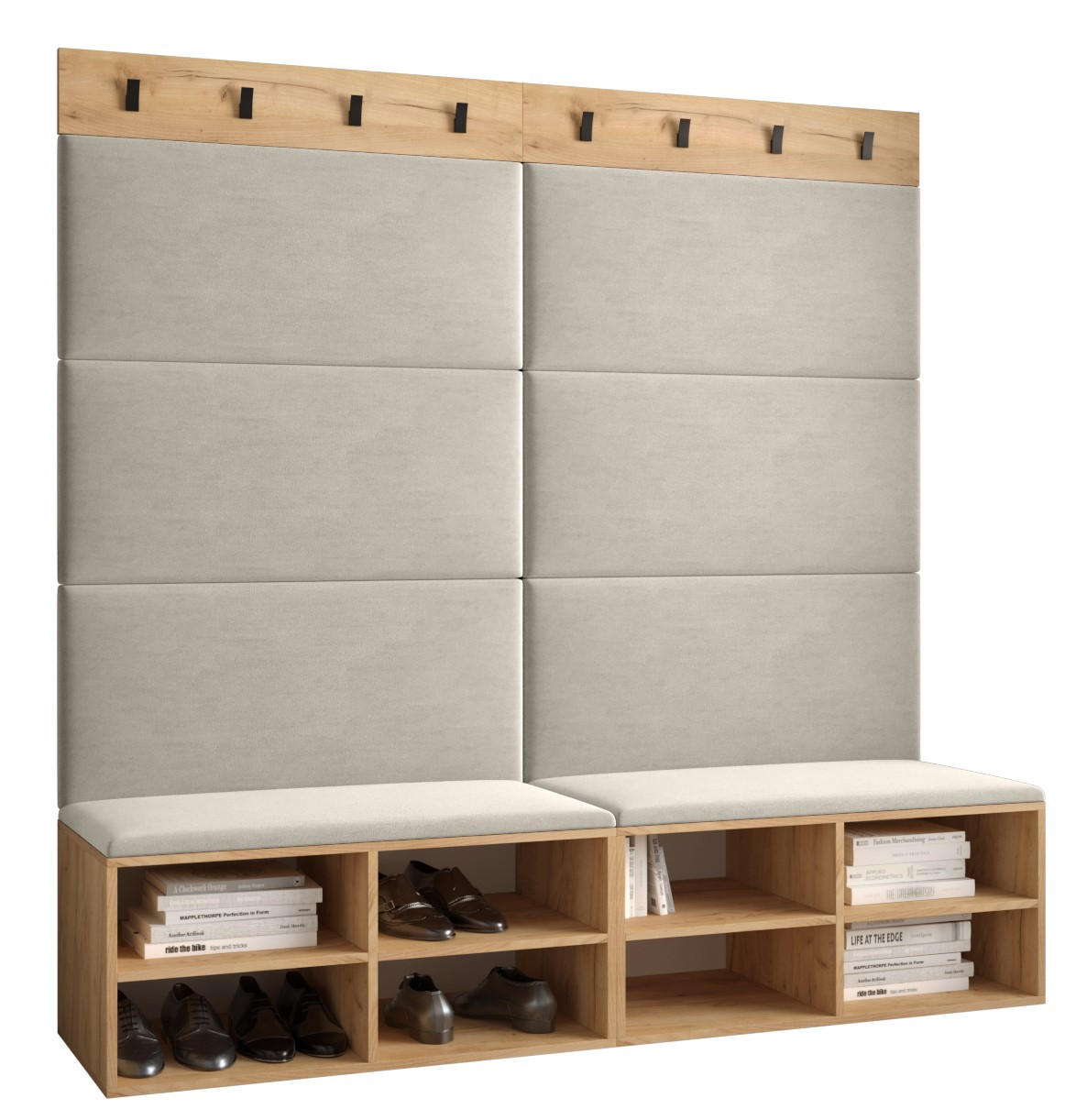 GARDEROBEN-SET 168/184/42 - Eichefarben/Creme, Holz/Kunststoff (168/184/42cm) - MÖBEL KRYSPOL