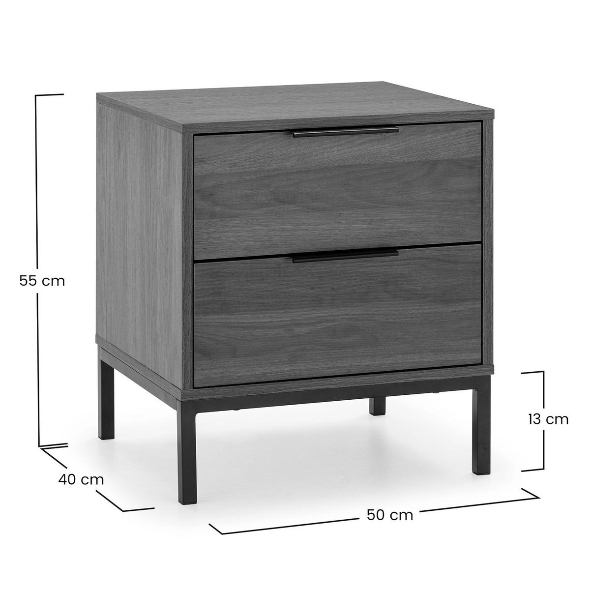NACHTTISCH Auri 2 schubladen Walnussfarbe - Walnussfarben, Holzwerkstoff (50/55/40cm) - VS Venta-stock