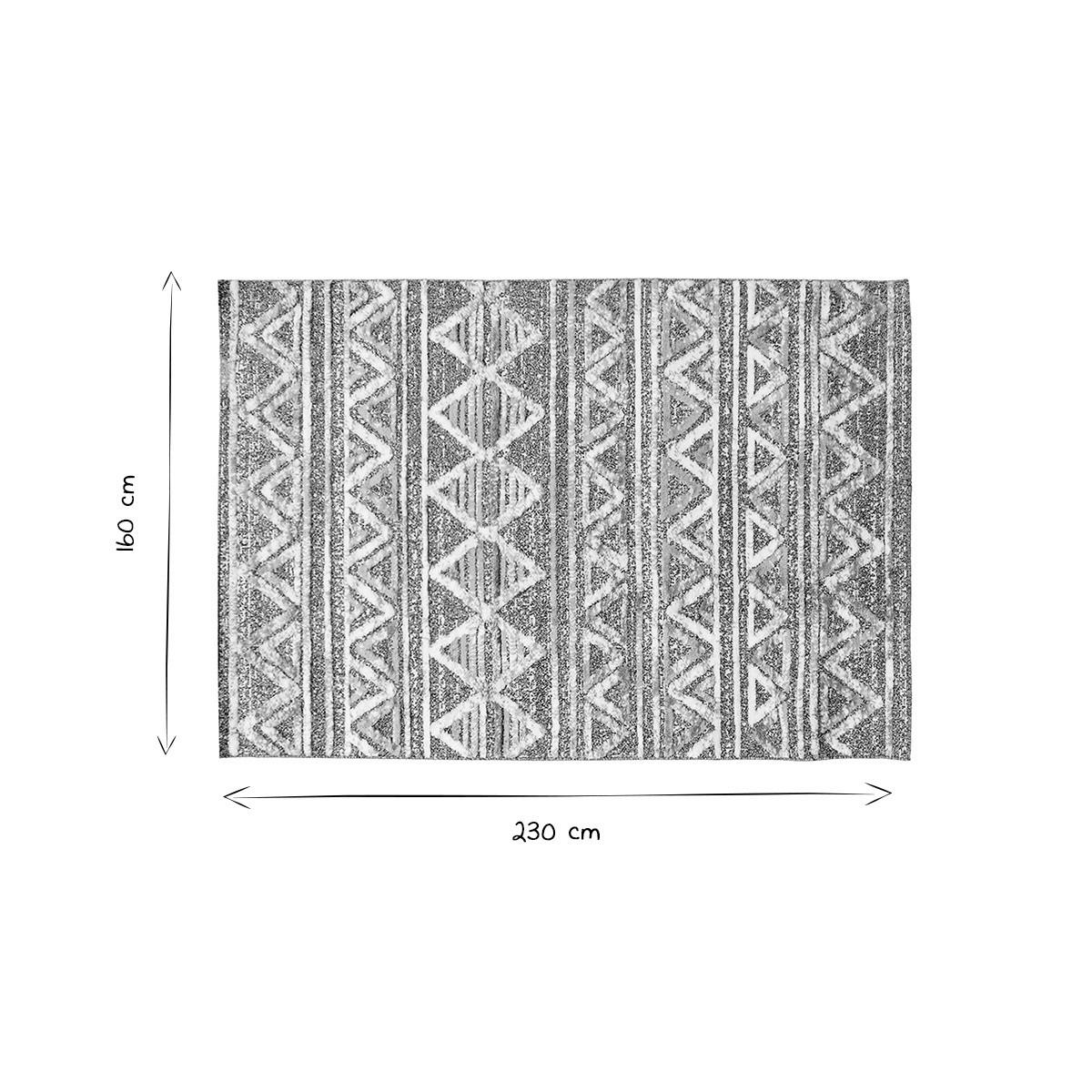 TEPPICH Berber Reliefmuster Wei? Grau 160x230 cm ERGA - Dunkelgrau, Textil (160/230cm) - Miliboo