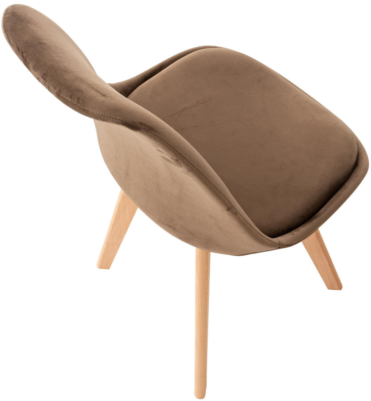 STUHL 4er Set Samt dunkelbraun - Eukalyptusholzfarben/Dunkelbraun, Holz/Textil (49/83/50cm) - CLP