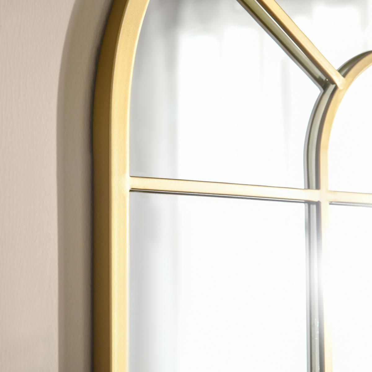 WANDSPIEGEL Fensterspiegel 70 x 50cm Flurspiegel mit Metallrahmen Gold - Goldfarben, Glas/Metall (2/50/70cm) - HOMCOM