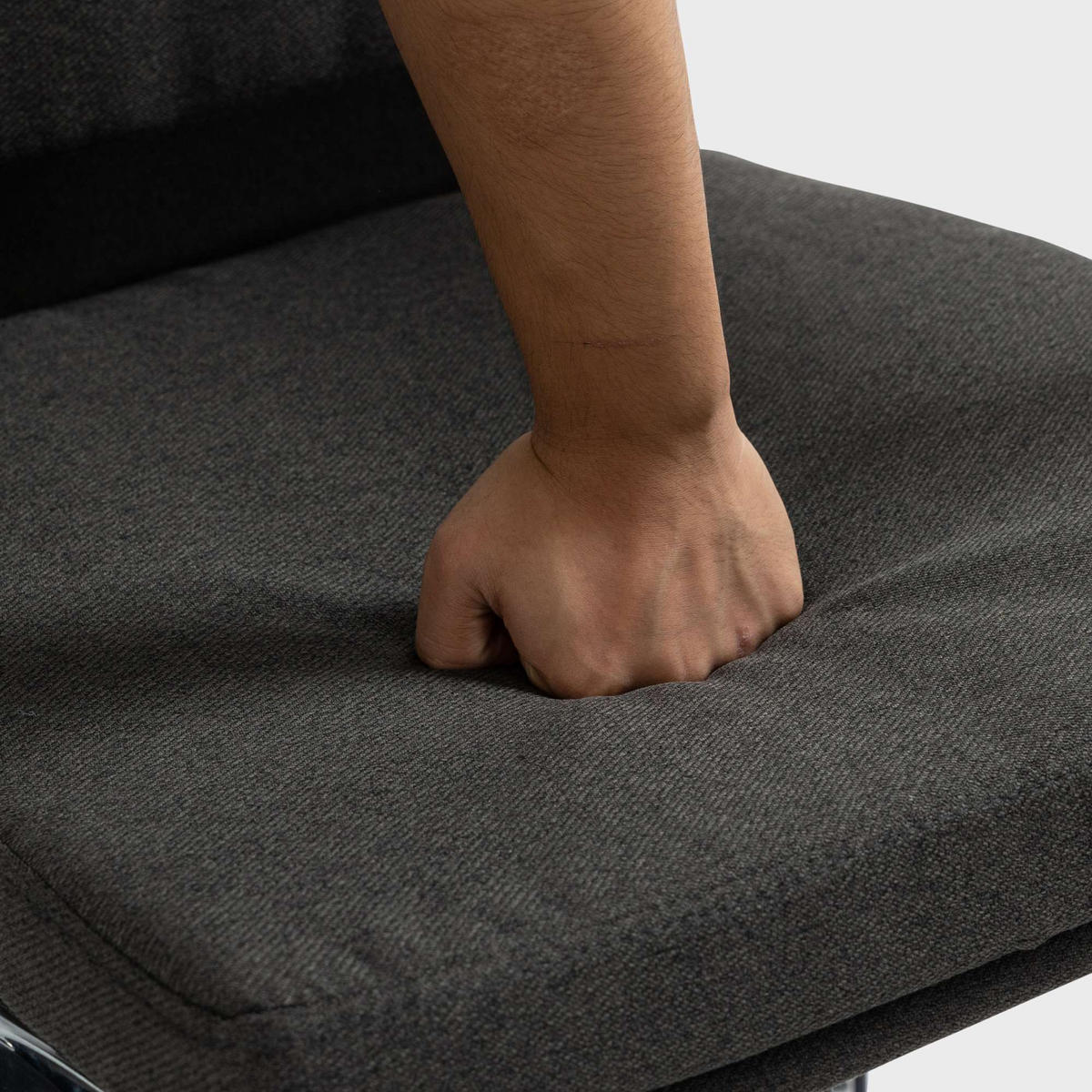 CHEFSESSEL Stoff dunkelgrau - Chromfarben/Dunkelgrau, Textil/Metall (61/107/65cm) - CLP