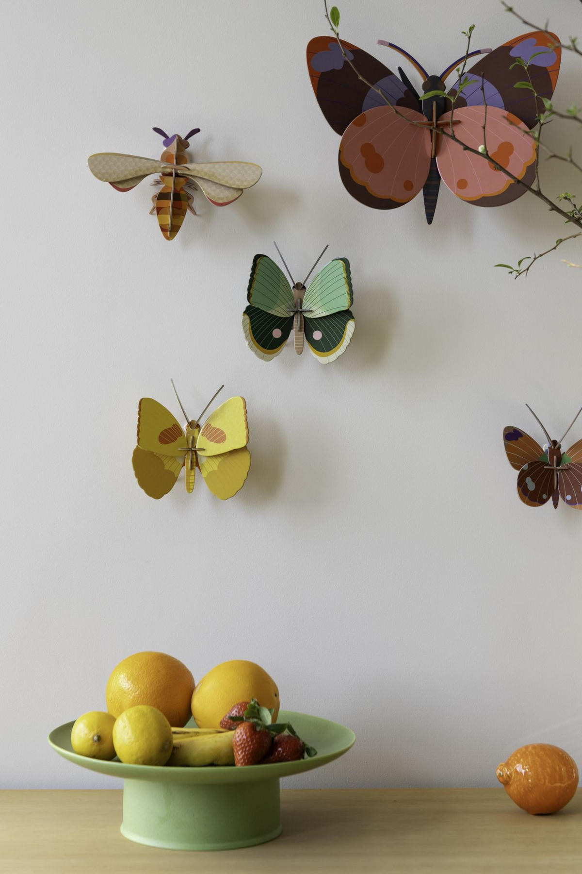 WANDDEKO Jade-Schmetterling 5/14 cm - Multicolor, Wellpappe (5/14/14cm) - KUNSTLOFT