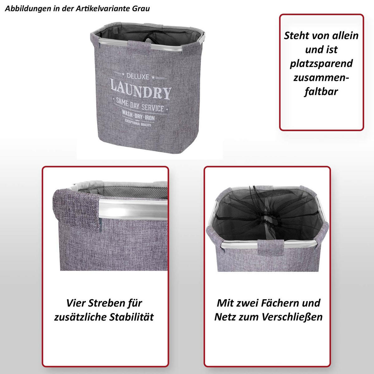 KOŠ NA PRÁDLO Modrý - modrá, textil (49/56/30cm) - MCW
