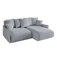 ECKSOFA Ottomane rechts ONESK-L -v1 216x177x72 Hellgrau Velours - Titanfarben, Holzwerkstoff/Kunststoff (177/216cm) - ALTDECOR