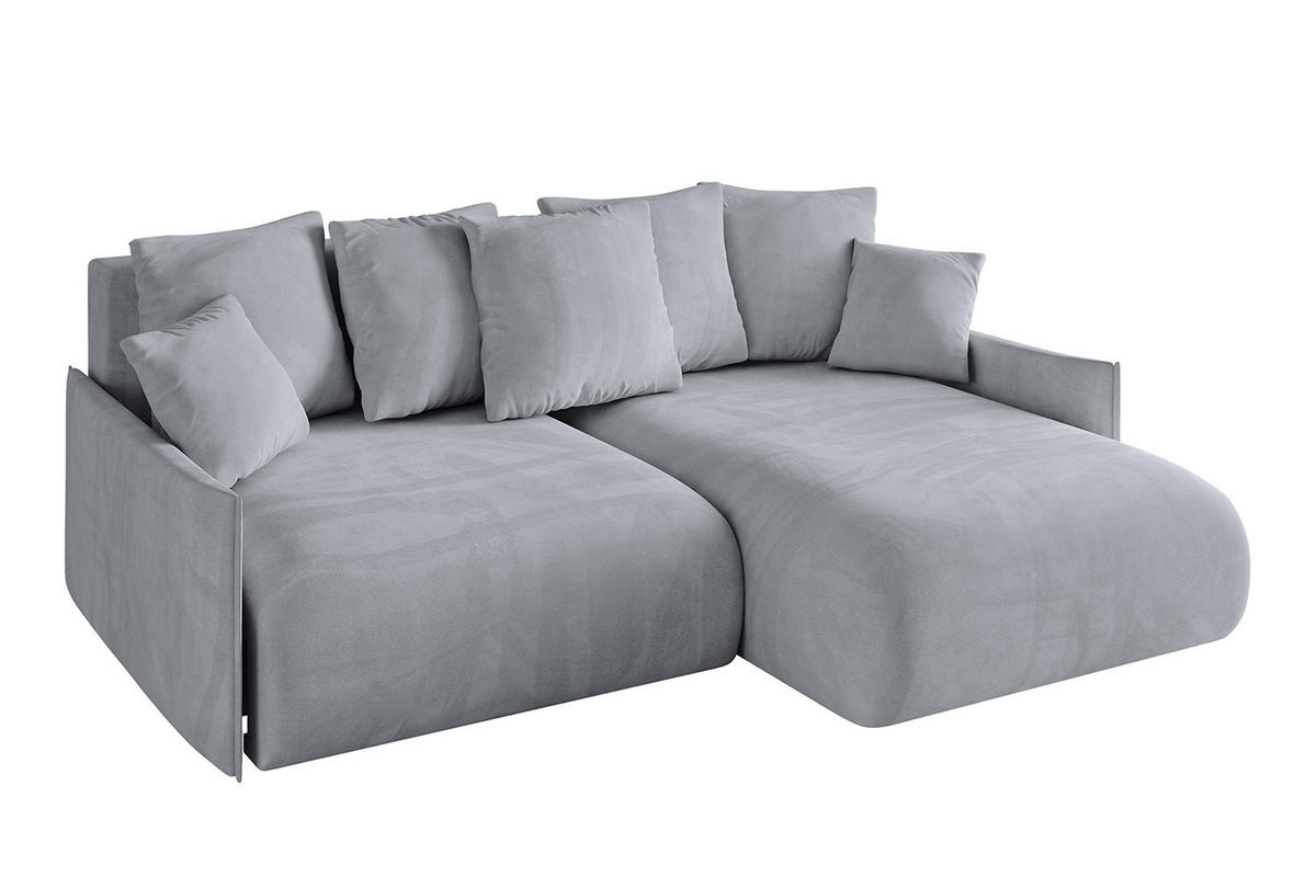 ECKSOFA Ottomane rechts ONESK-L -v1 216x177x72 Hellgrau Velours - Titanfarben, Holzwerkstoff/Kunststoff (177/216cm) - ALTDECOR