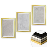 WANDBILDER 3er Set - 20x30 cm Goldrahmen - Sandmuster geometrische Strukturen - Goldfarben, Kunststoff (20/30cm) - ArtPrintCave