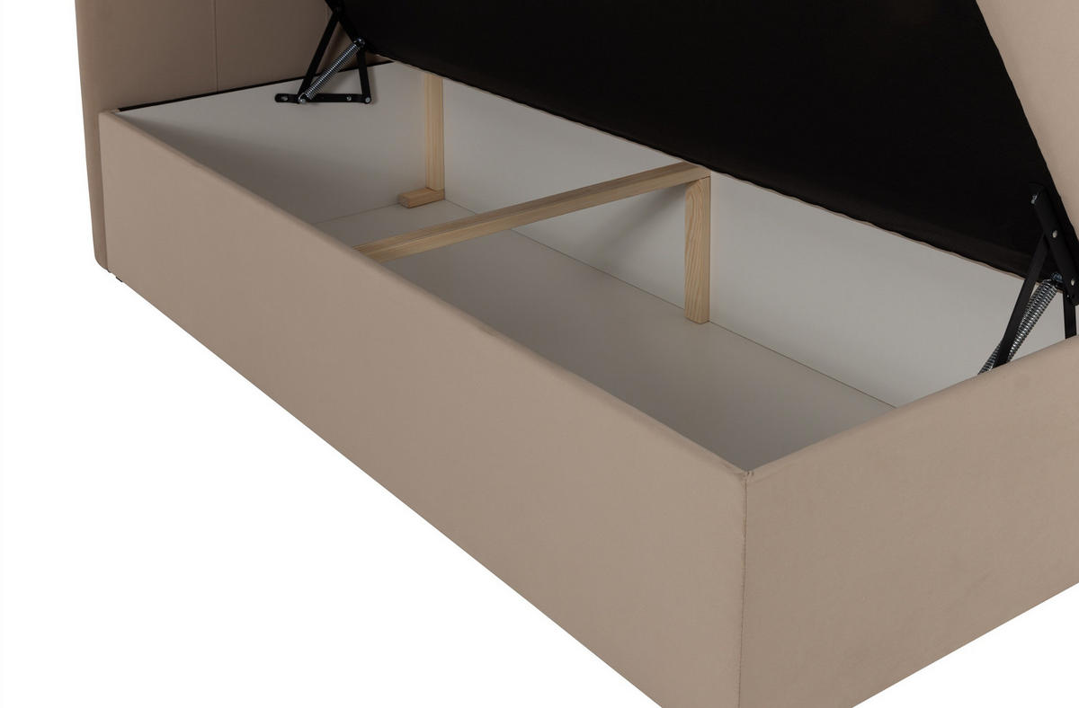 BOXBETT VELLIS mit Topper und Bettkasten, Beige, 200x200 cm - Beige, Textil (200/200cm) - KS Home Concept